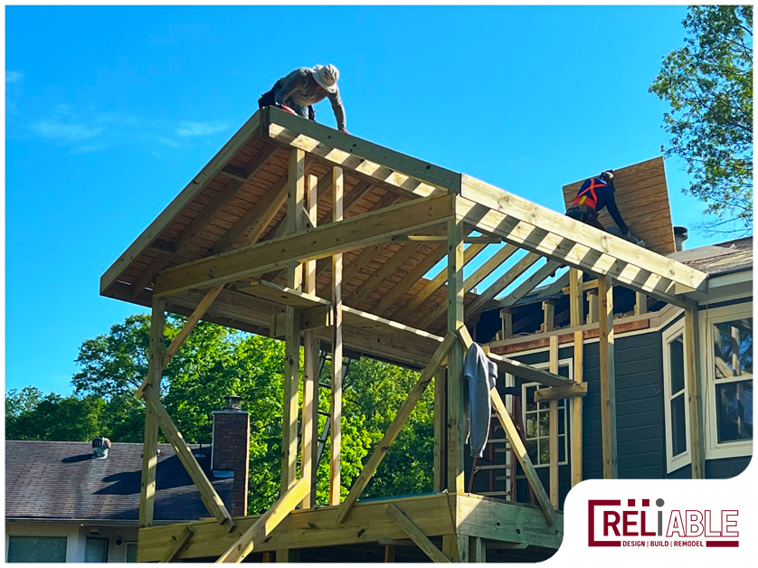 Exterior Renovations project, showing a in-progress construction of a deck